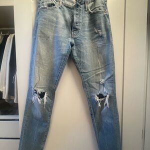 MOTHER Blue Straight leg Jeans Distressed Casual